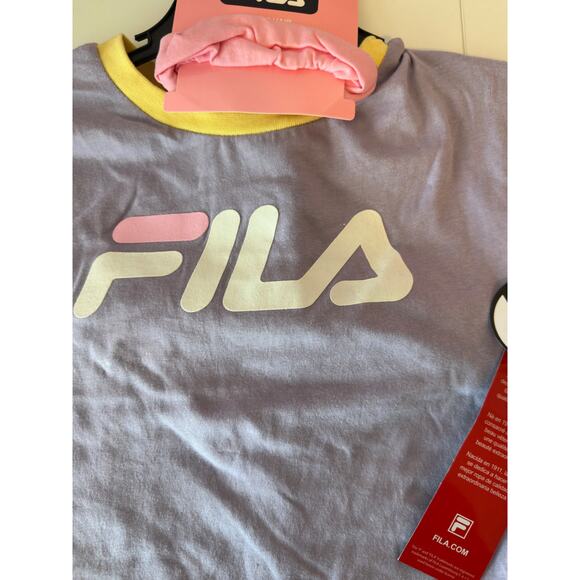 NWT Fila Girl’s 2 Piece Tee and Shorts Set Size 5/6 Pink Purple Activewear Logo - Picture 6 of 11